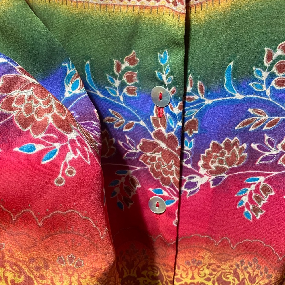 Delta Burke Multicolor Floral vintage button up women’s Blouse - Picture 13 of 16